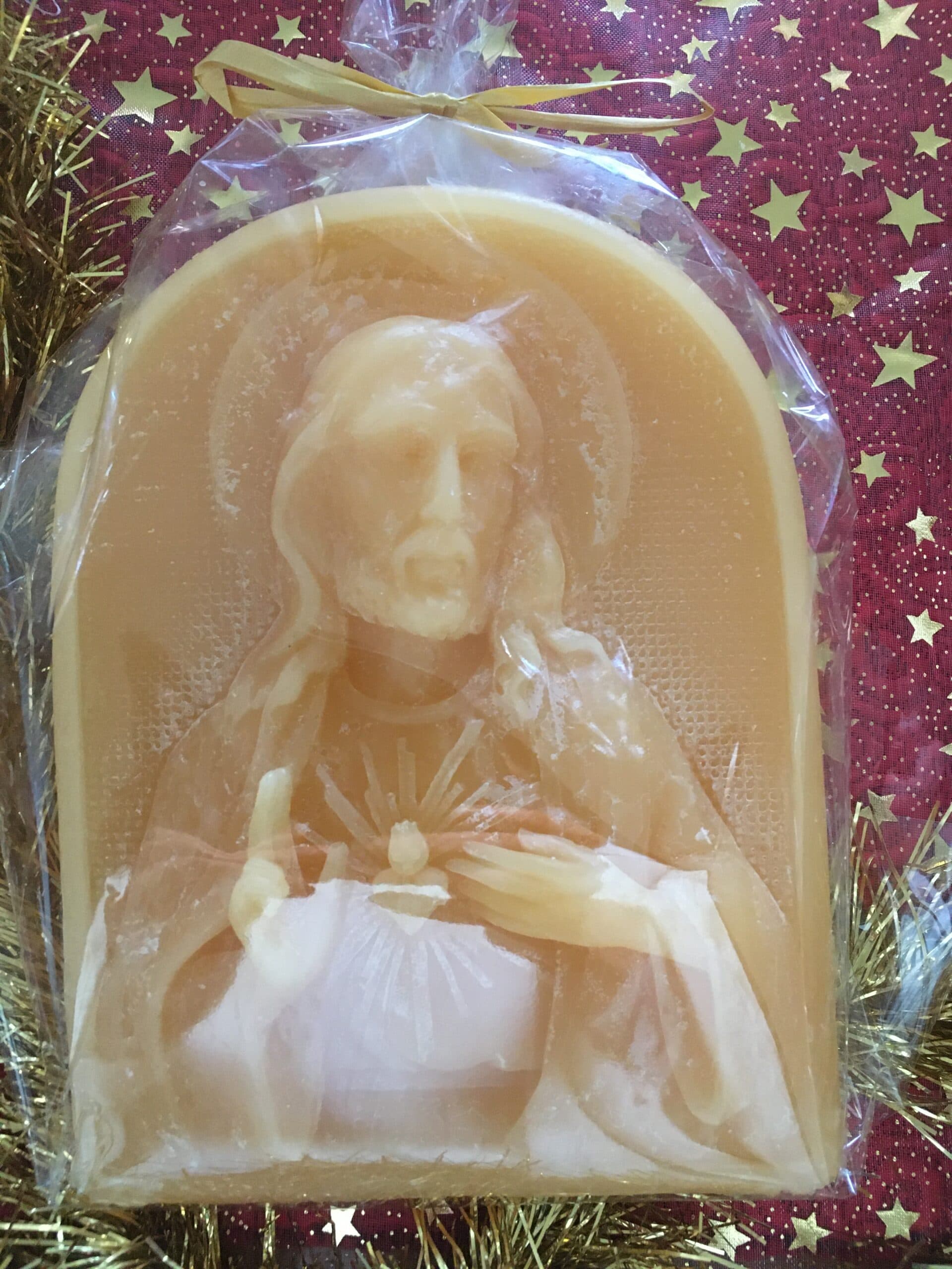 Médaillon en cire du Sacré-Cœur de Jésus